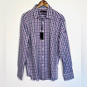 Men’s Quieti fine cotton geometric print button down shirt geometric print large